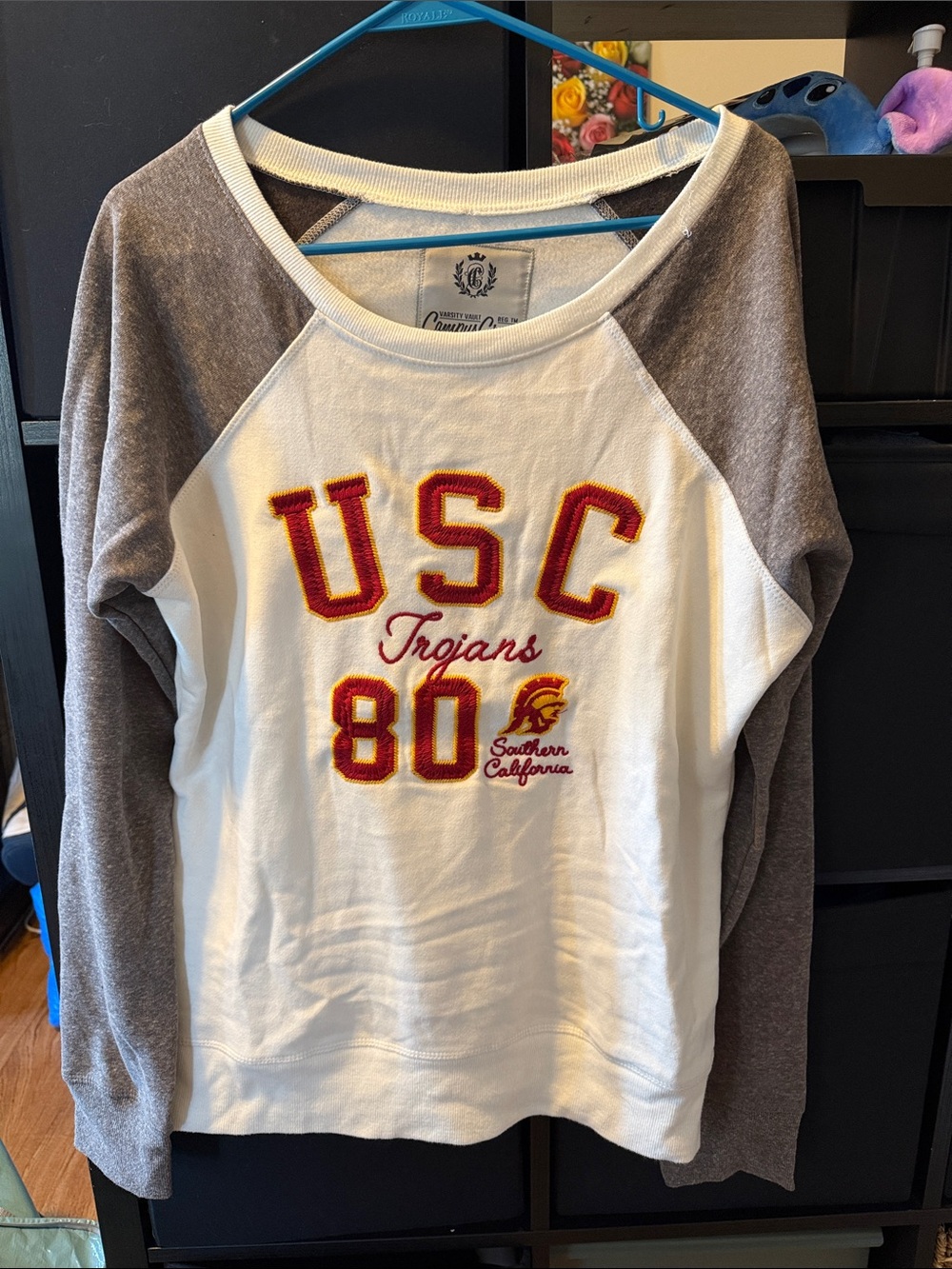 USC Trojans Raglan Sweatshirt - White and Gray